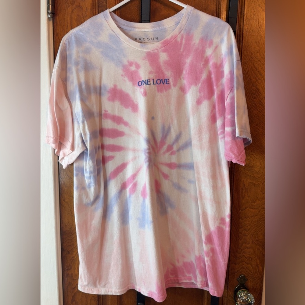 PacSun Pink and Blue Tie-Dye Tee